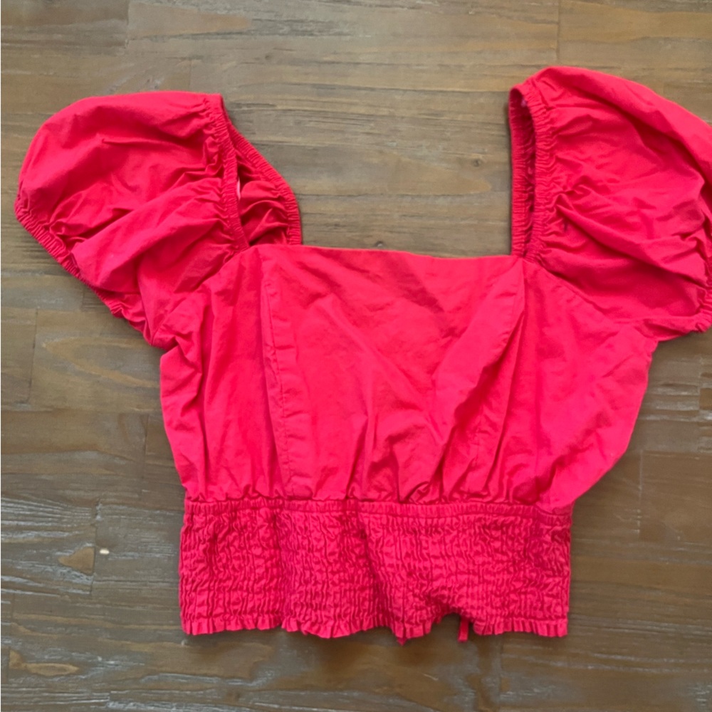 Bright pink tie back crop